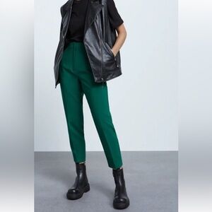 Zara Hunter Green High-Waisted Dress Pant